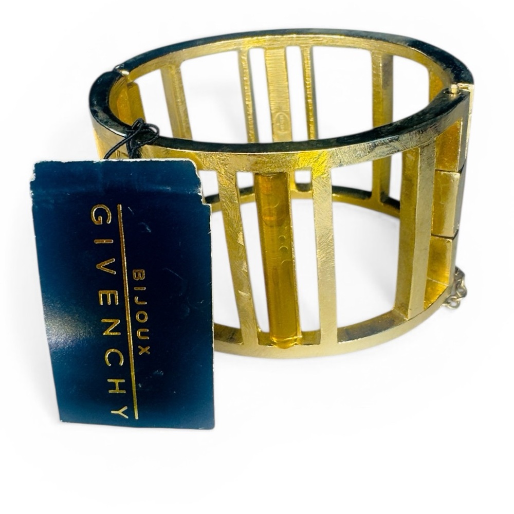 VTG Couture Givenchy Bijoux Cuff Bracelet Goldtone Amber Crystal Gift Ready - Picture 2 of 9